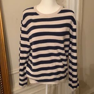 J Crew Medium Striped Sweater Cream and Navy